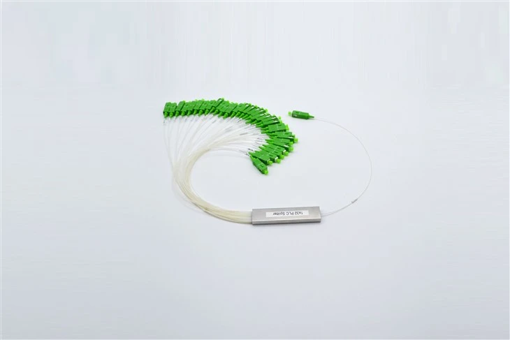 1X32 PLC Fiber Splitter, Hlau Tube, Liab qab Fiber 250μm, SC APC, Singlemode