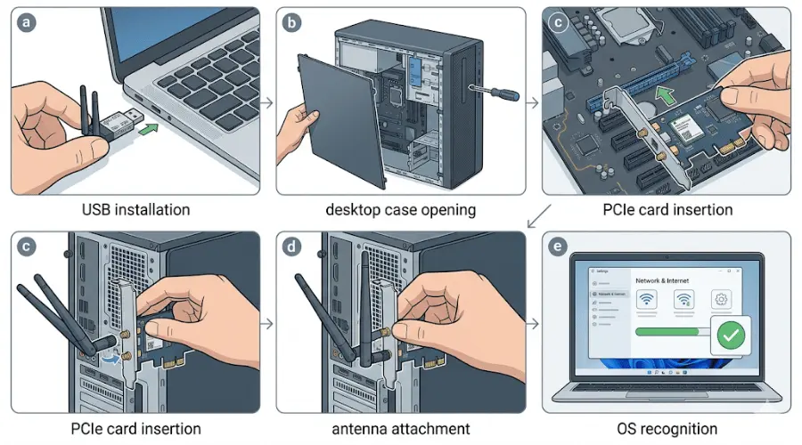 Wired versus wireless network adapter use cases for desktops, gaming PCs, laptops, and mobile devices