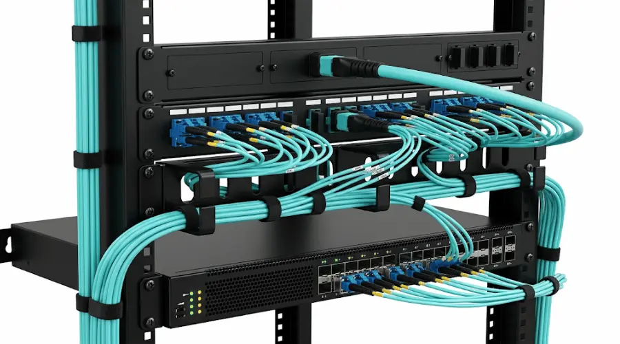 OM4 fiber cable connector types including LC MPO and MPO to LC breakout