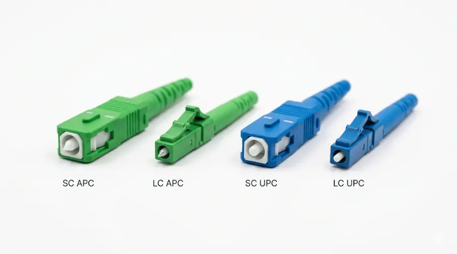 Green APC connectors and blue UPC connectors color coding