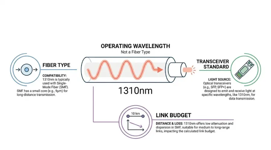 1310nm is an operating wavelength, not a separate fiber type