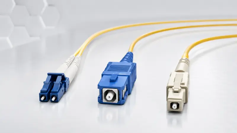 LC, SC, and MU fiber optic connectors compared side by side LC, SC, and MU fiber optic connectors compared side by side