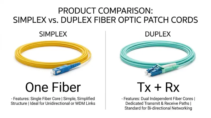 Simplex and duplex fiber optic patch cord comparison