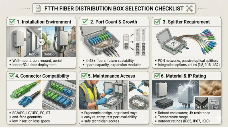 Checklist for choosing the right fiber distribution box for an FTTH project Checklist for choosing the right fiber distribution box for an FTTH project