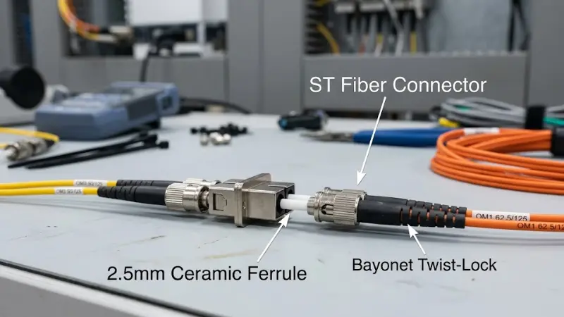 ST fiber optic connector with bayonet twist-lock body and 2.5mm ceramic ferrule ST fiber optic connector with bayonet twist-lock body and 2.5mm ceramic ferrule