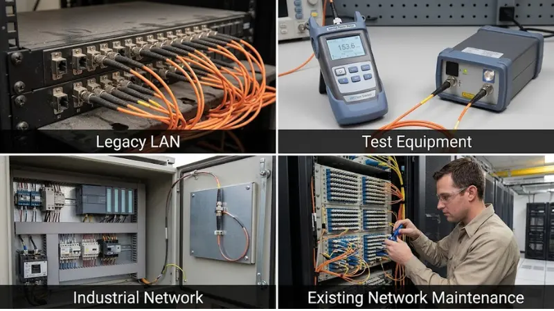 Common ST fiber connector applications in legacy LAN test equipment industrial networks and maintenance Common ST fiber connector applications in legacy LAN test equipment industrial networks and maintenance