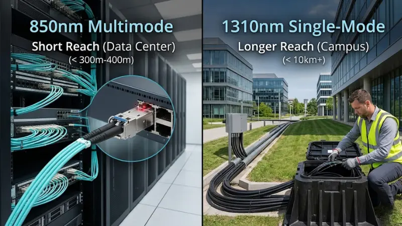 850nm multimode versus 1310nm single-mode fiber network comparison