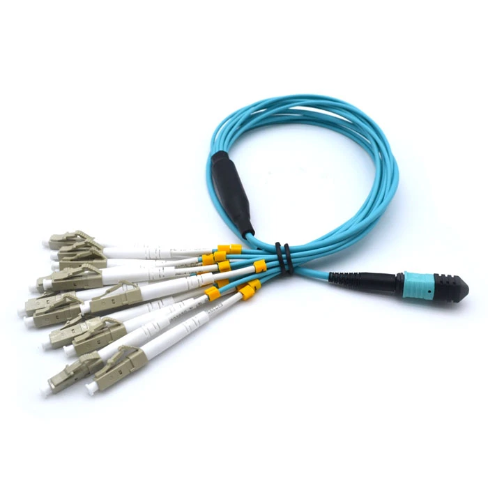 OM4 Multi-Fiber 100Gb Multimode 50/125 Fiber Optic Cable MTP/MPO Rau LC Breakout 12 Fiber