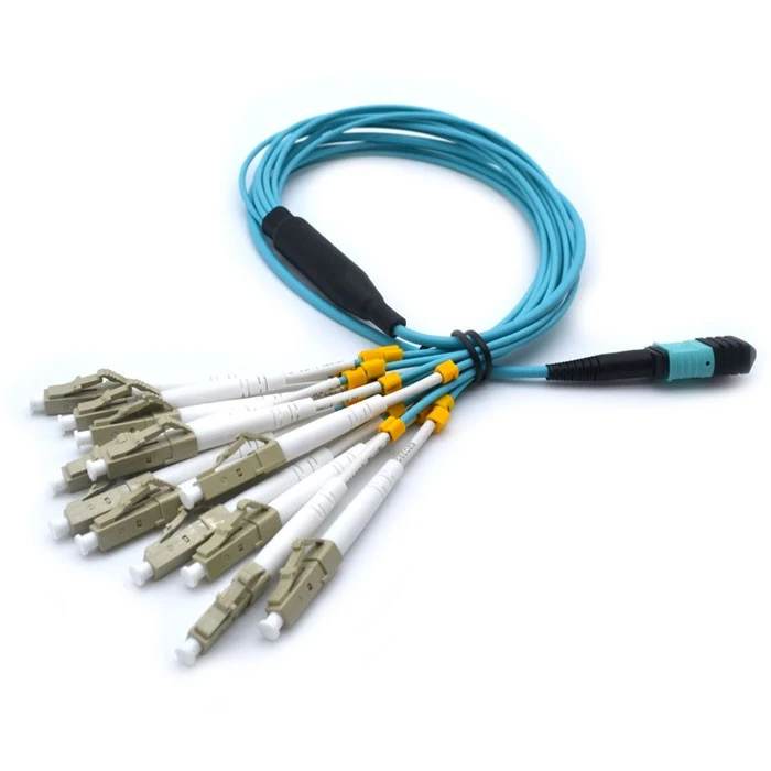 OM4 Multi-Fiber 100Gb Multimode 50/125 Fiber Optic Cable MTP/MPO To LC Breakout 12 Fiber