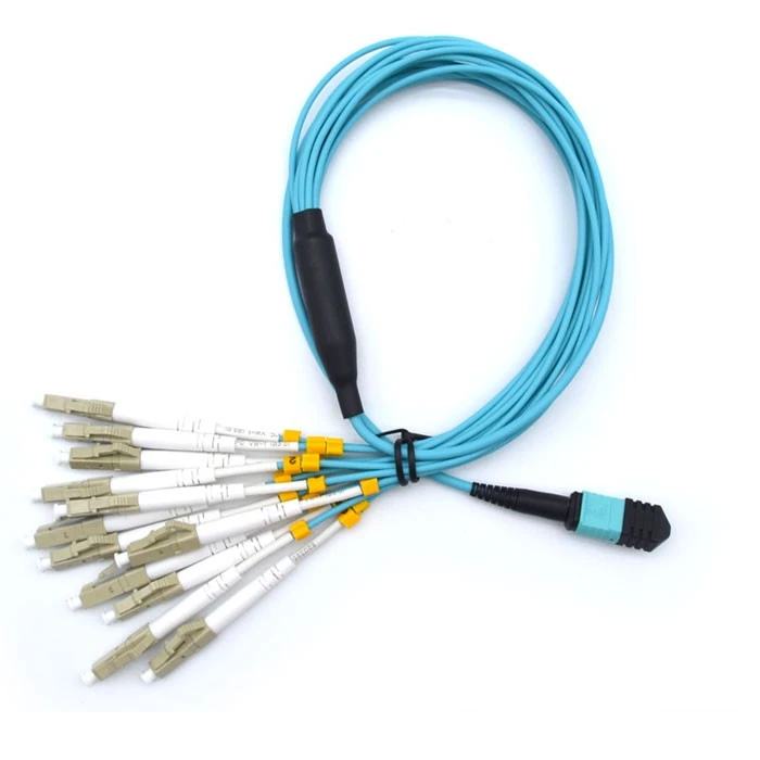 OM4 Multi-Fiber 100Gb Multimode 50/125 Fiber Optic Cable MTP/MPO To LC Breakout 12 Fiber